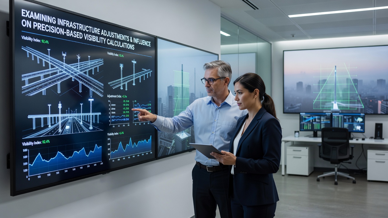 Data visualization of visibility calculations impacted by infrastructure changes in digital markets